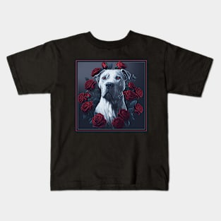 Dogo argentinian red roses Kids T-Shirt